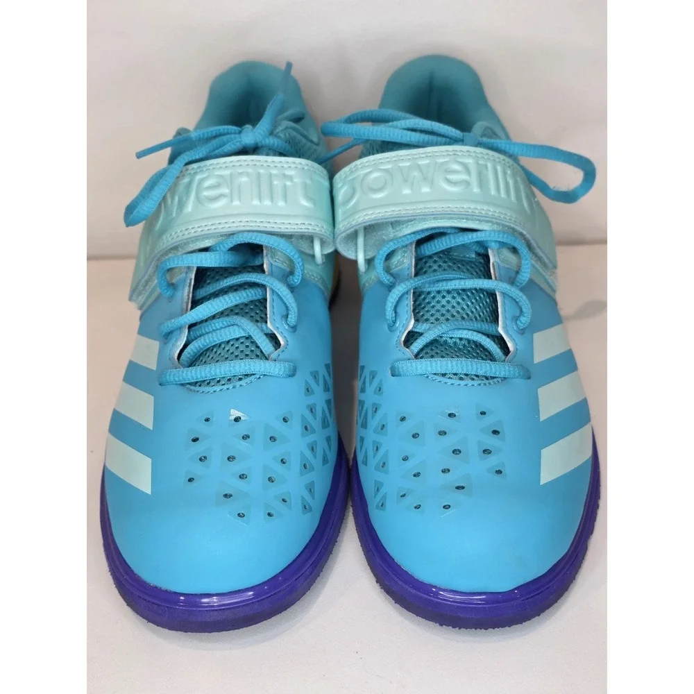 Adidas Powerlift 3 Weightlifting Shoes Men's 10 Teal Blue Purple Yellow BY8890